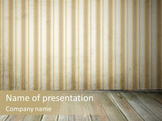 A Room With A Wooden Floor And A Striped Wall PowerPoint Template