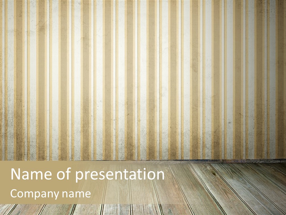 A Room With A Wooden Floor And A Striped Wall PowerPoint Template