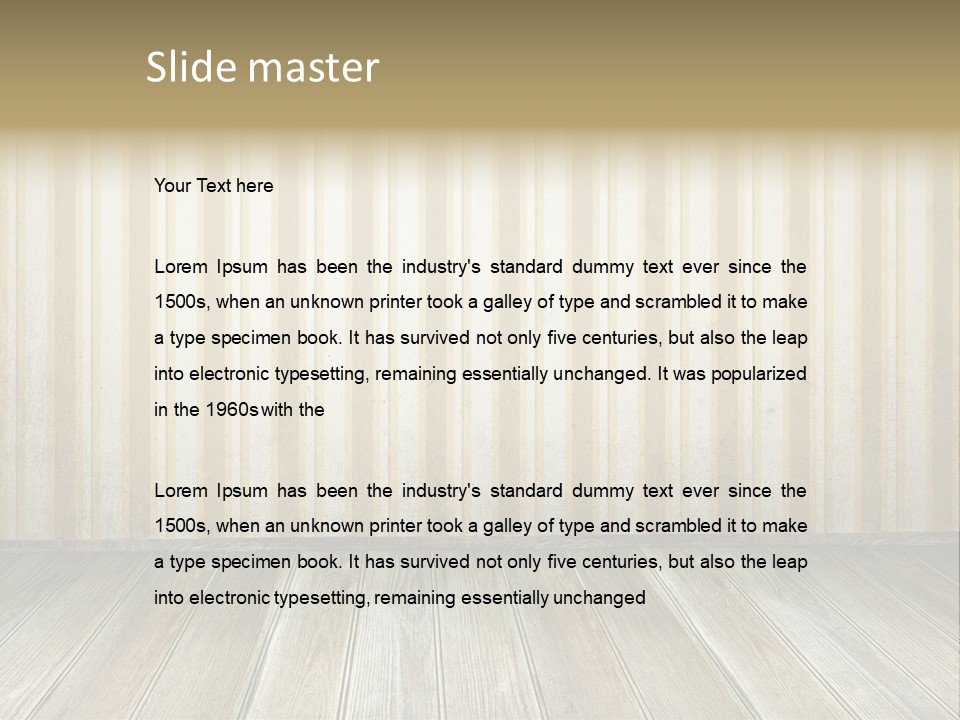 A Room With A Wooden Floor And A Striped Wall PowerPoint Template