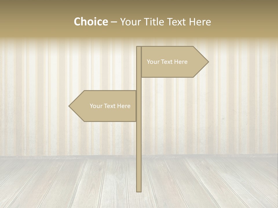 A Room With A Wooden Floor And A Striped Wall PowerPoint Template