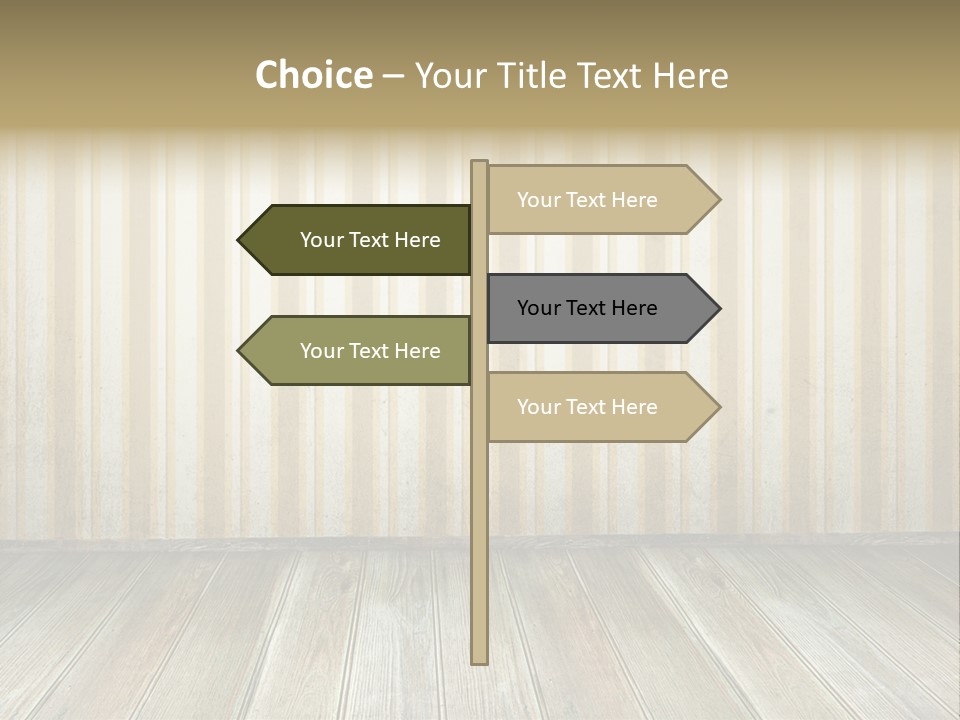 A Room With A Wooden Floor And A Striped Wall PowerPoint Template