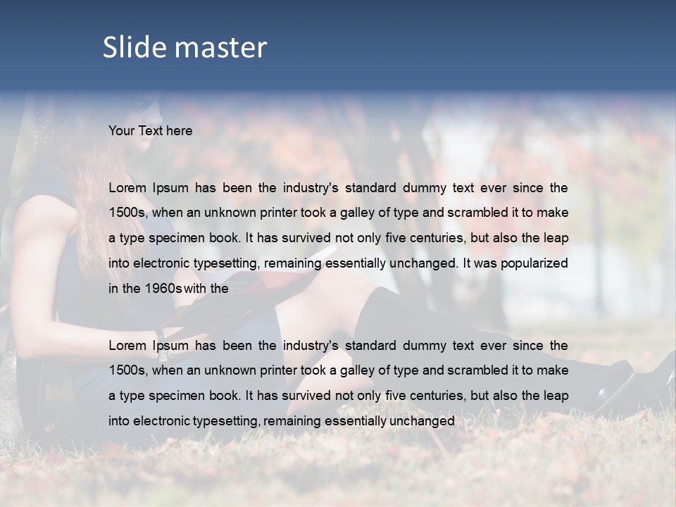 A Woman Sitting On The Ground Reading A Book PowerPoint Template