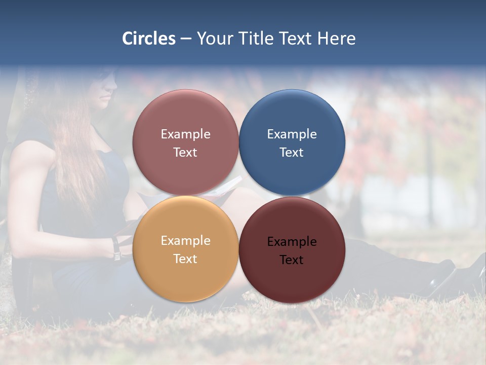 A Woman Sitting On The Ground Reading A Book PowerPoint Template