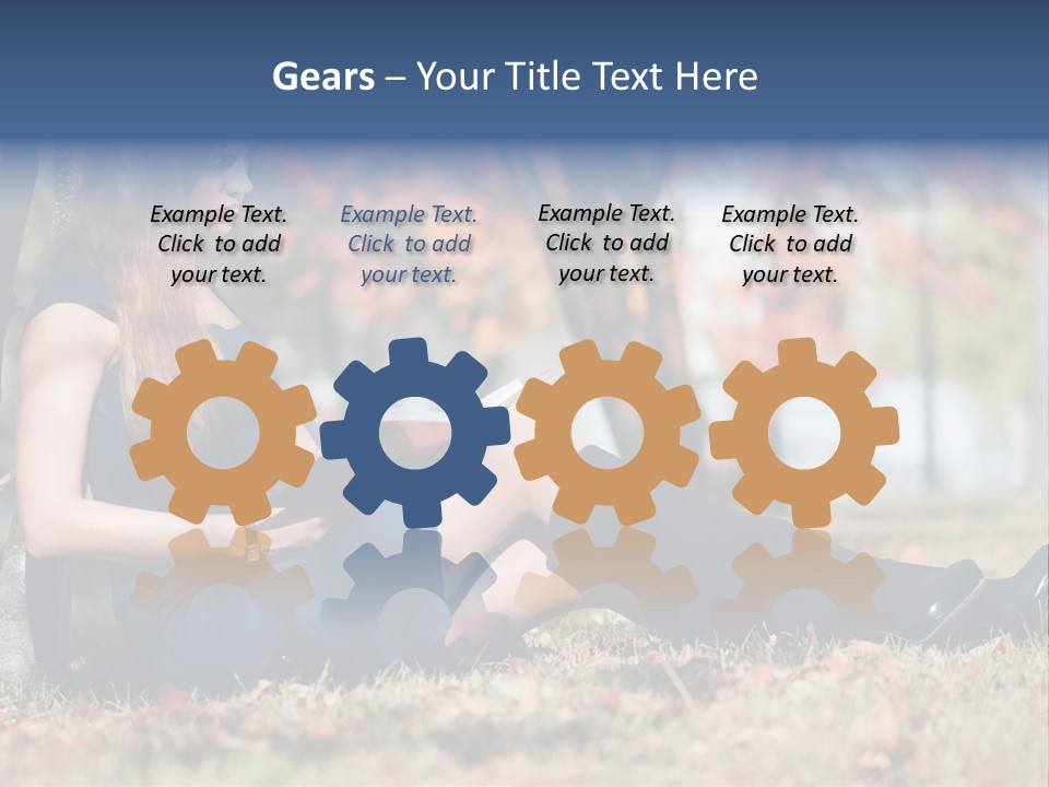 A Woman Sitting On The Ground Reading A Book PowerPoint Template