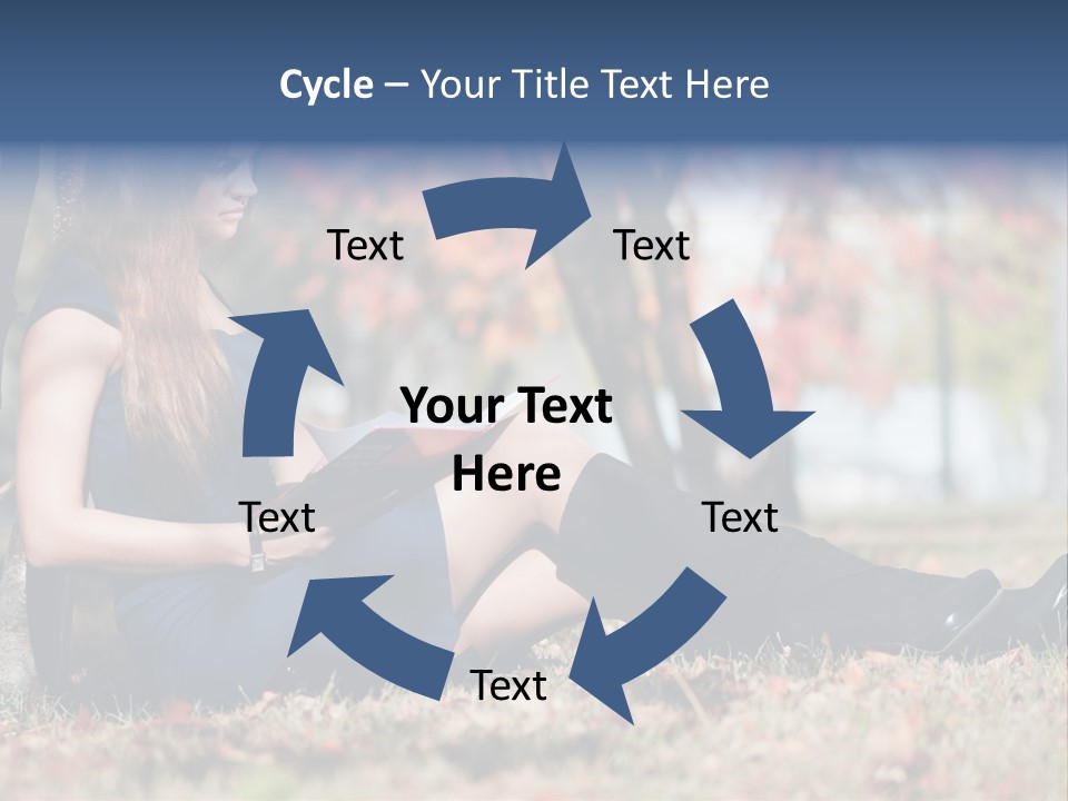 A Woman Sitting On The Ground Reading A Book PowerPoint Template