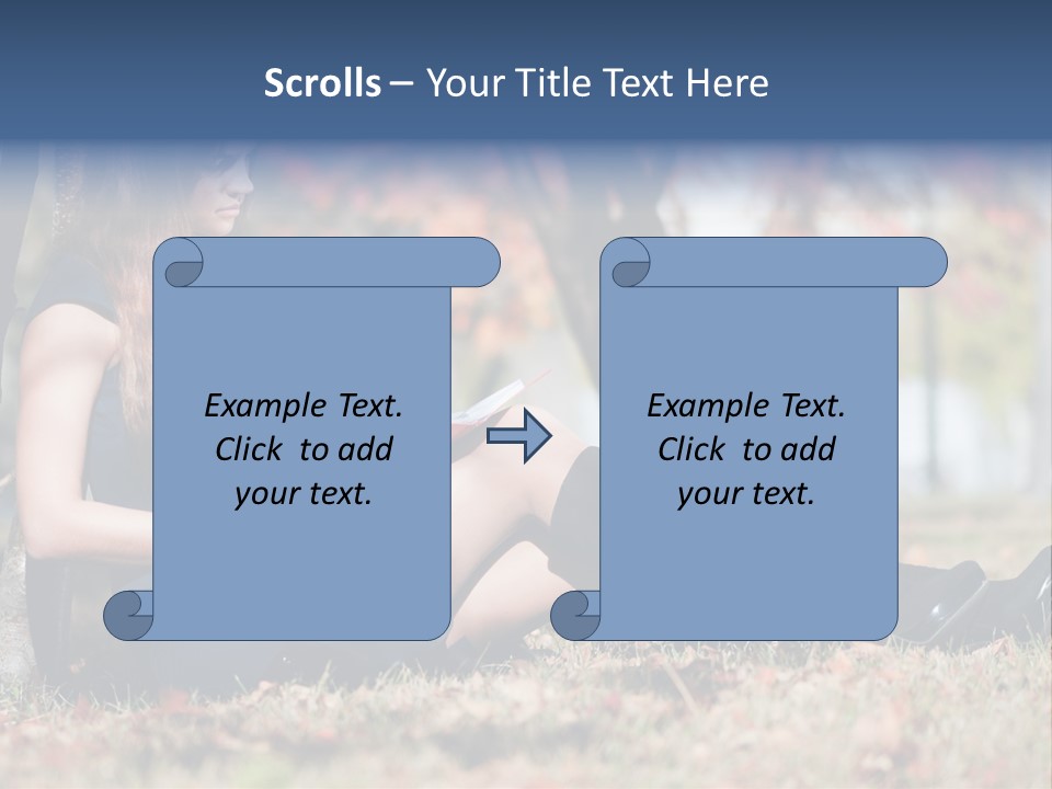 A Woman Sitting On The Ground Reading A Book PowerPoint Template