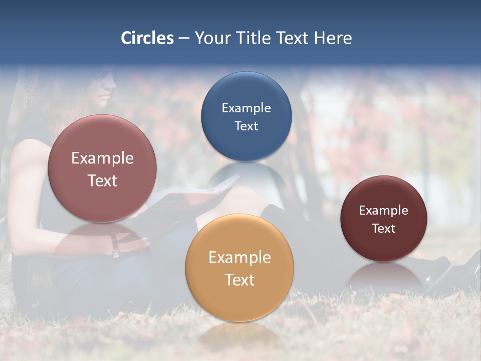 A Woman Sitting On The Ground Reading A Book PowerPoint Template