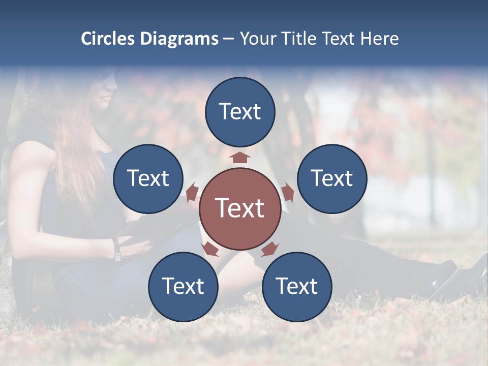 A Woman Sitting On The Ground Reading A Book PowerPoint Template