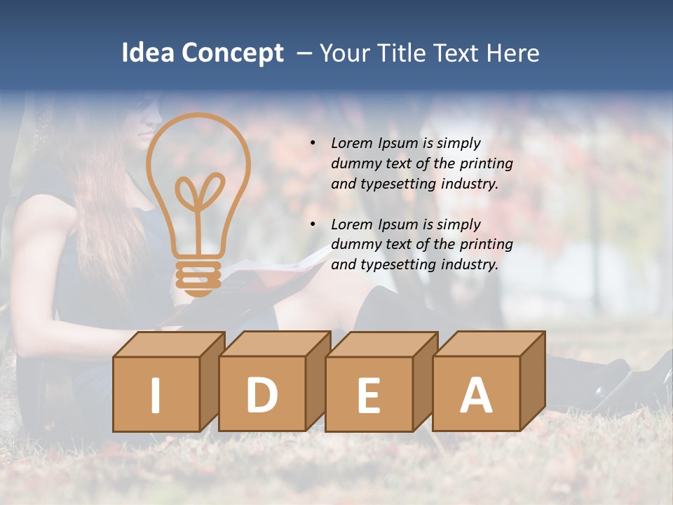 A Woman Sitting On The Ground Reading A Book PowerPoint Template