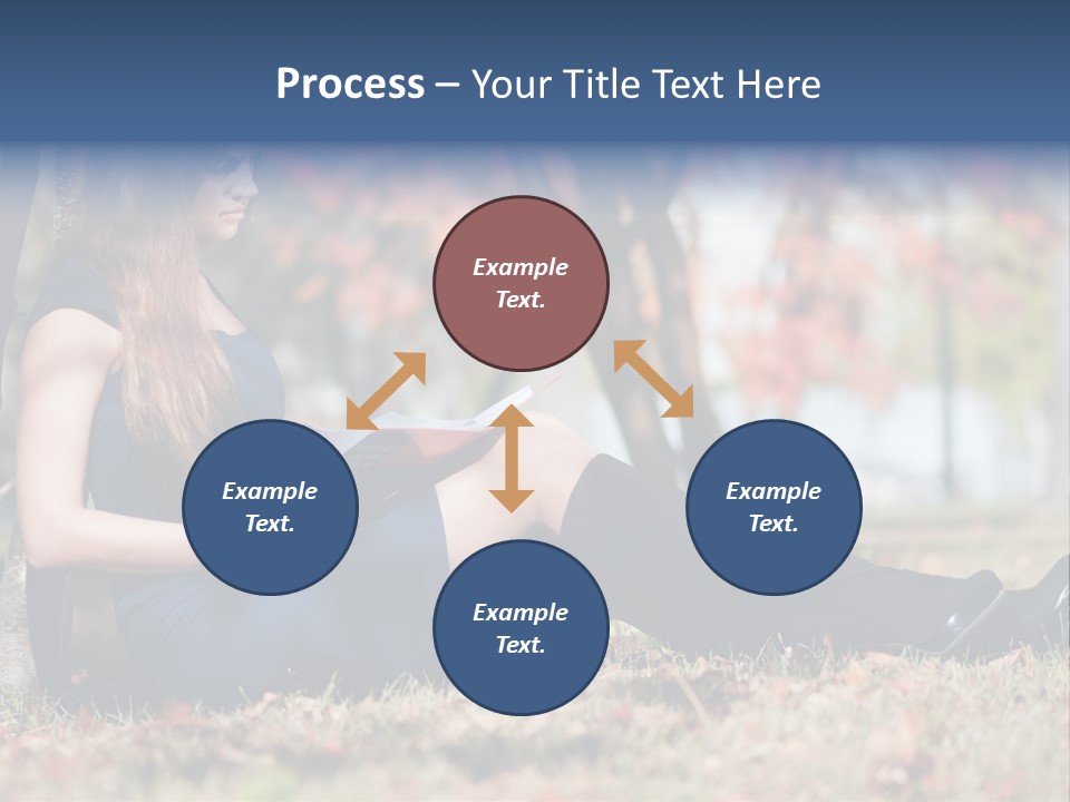 A Woman Sitting On The Ground Reading A Book PowerPoint Template