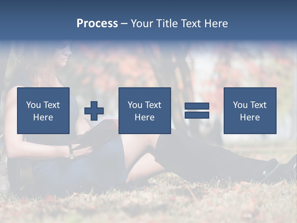 A Woman Sitting On The Ground Reading A Book PowerPoint Template