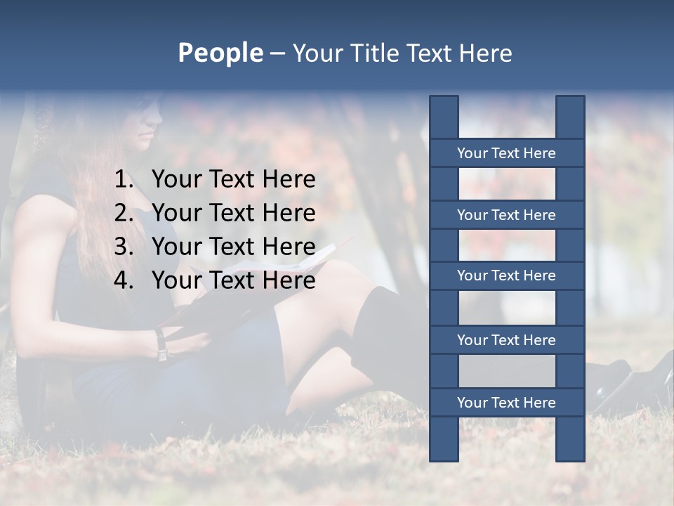 A Woman Sitting On The Ground Reading A Book PowerPoint Template