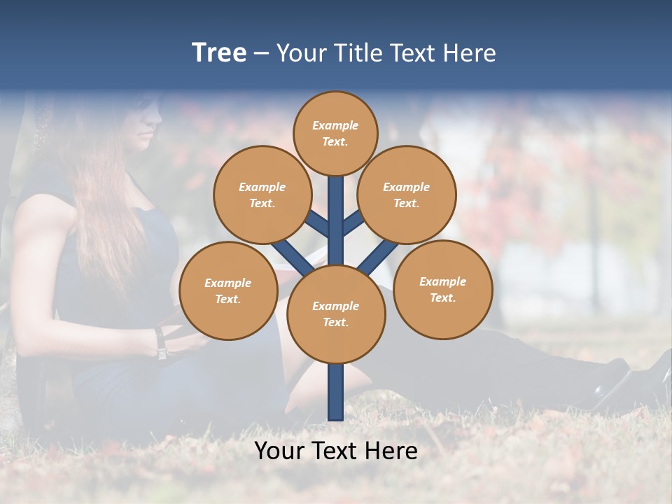 A Woman Sitting On The Ground Reading A Book PowerPoint Template