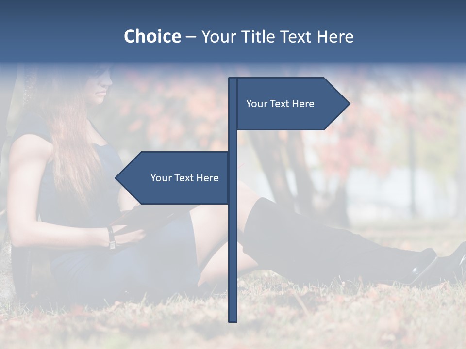 A Woman Sitting On The Ground Reading A Book PowerPoint Template