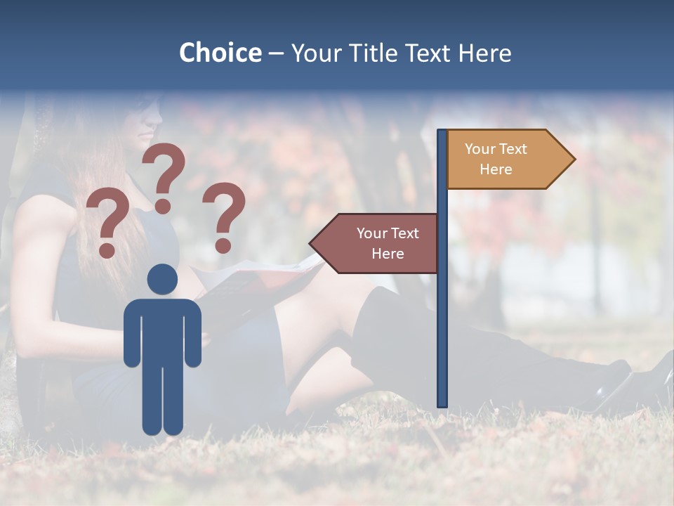 A Woman Sitting On The Ground Reading A Book PowerPoint Template
