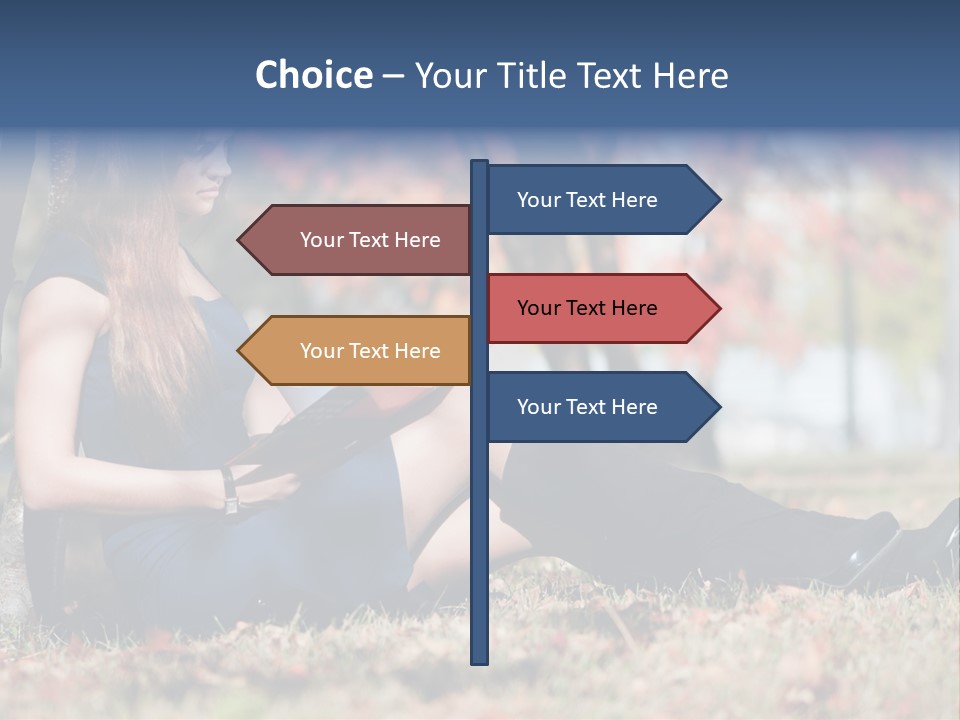 A Woman Sitting On The Ground Reading A Book PowerPoint Template