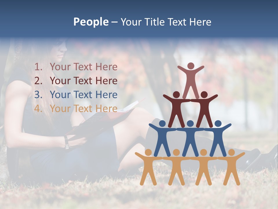 A Woman Sitting On The Ground Reading A Book PowerPoint Template