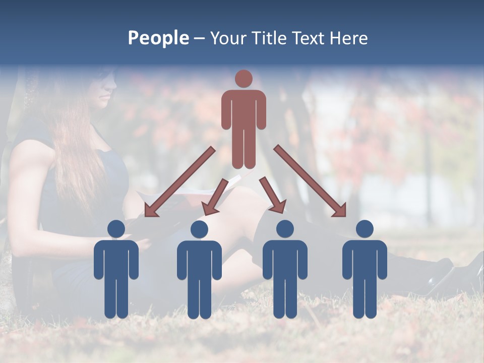 A Woman Sitting On The Ground Reading A Book PowerPoint Template