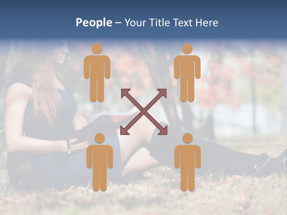 A Woman Sitting On The Ground Reading A Book PowerPoint Template