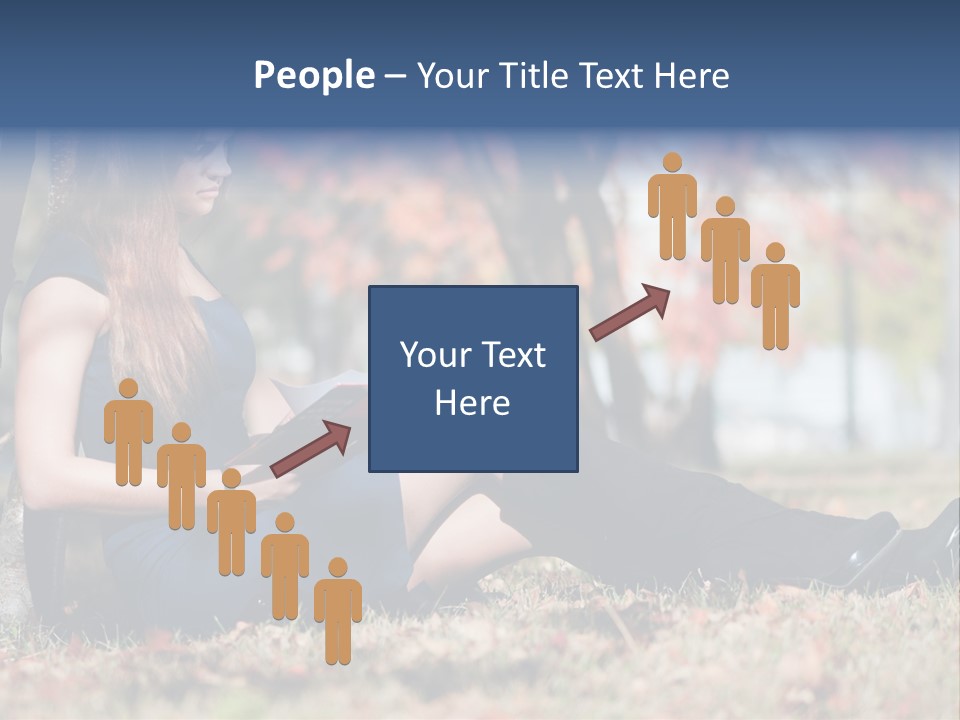 A Woman Sitting On The Ground Reading A Book PowerPoint Template