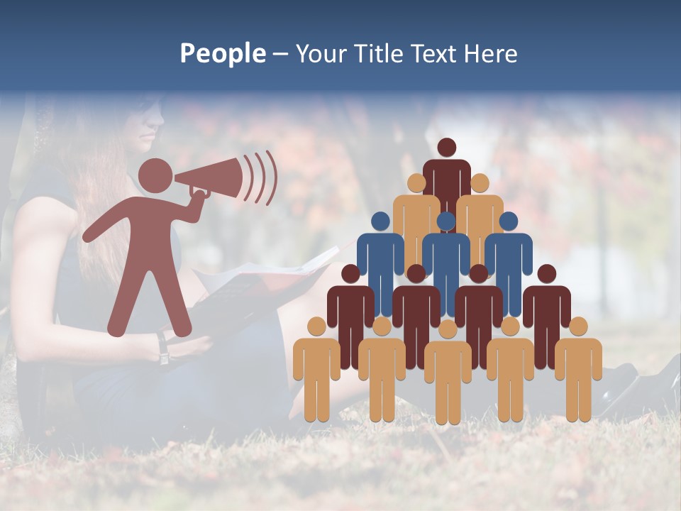 A Woman Sitting On The Ground Reading A Book PowerPoint Template