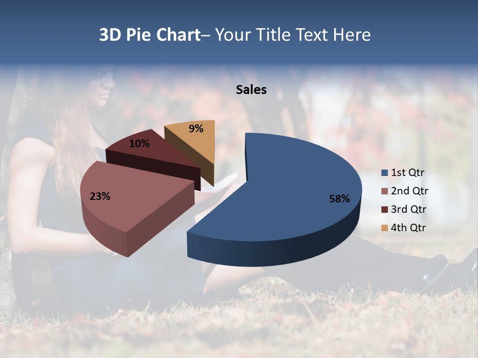 A Woman Sitting On The Ground Reading A Book PowerPoint Template