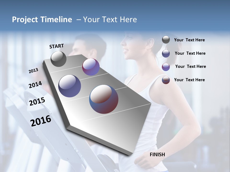 A Woman Running On A Treadmill In A Gym PowerPoint Template