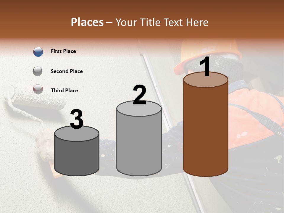 A Man Is Painting A Wall With A Paint Roller PowerPoint Template