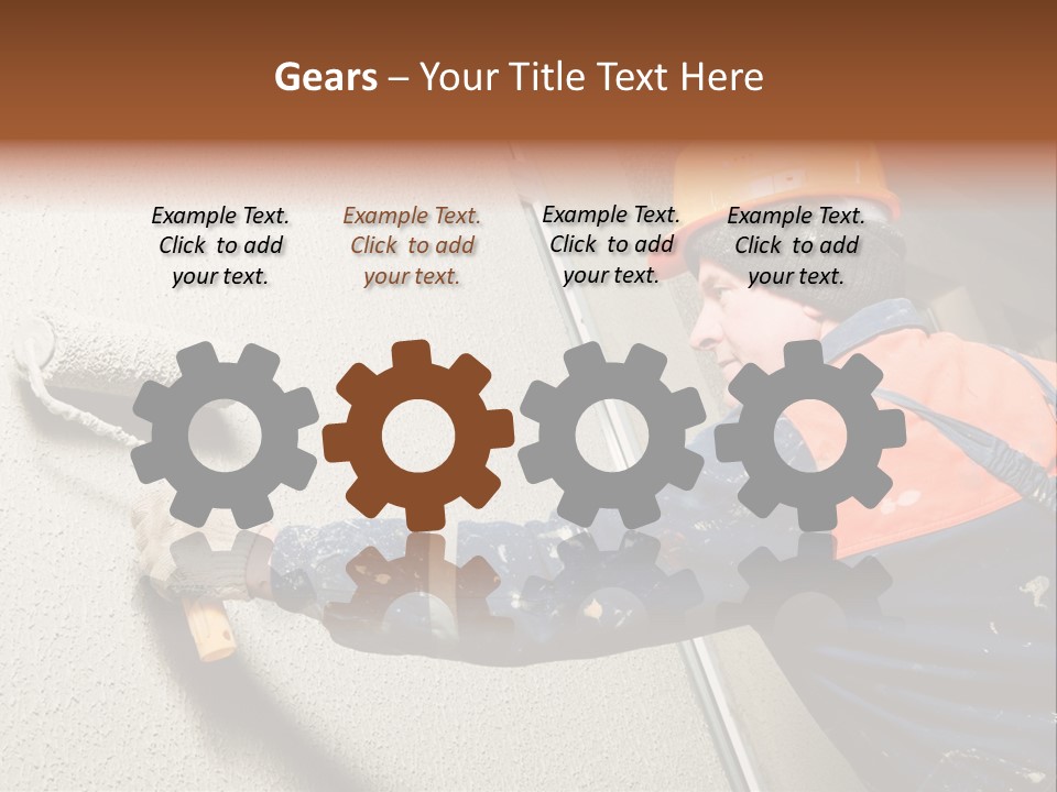 A Man Is Painting A Wall With A Paint Roller PowerPoint Template