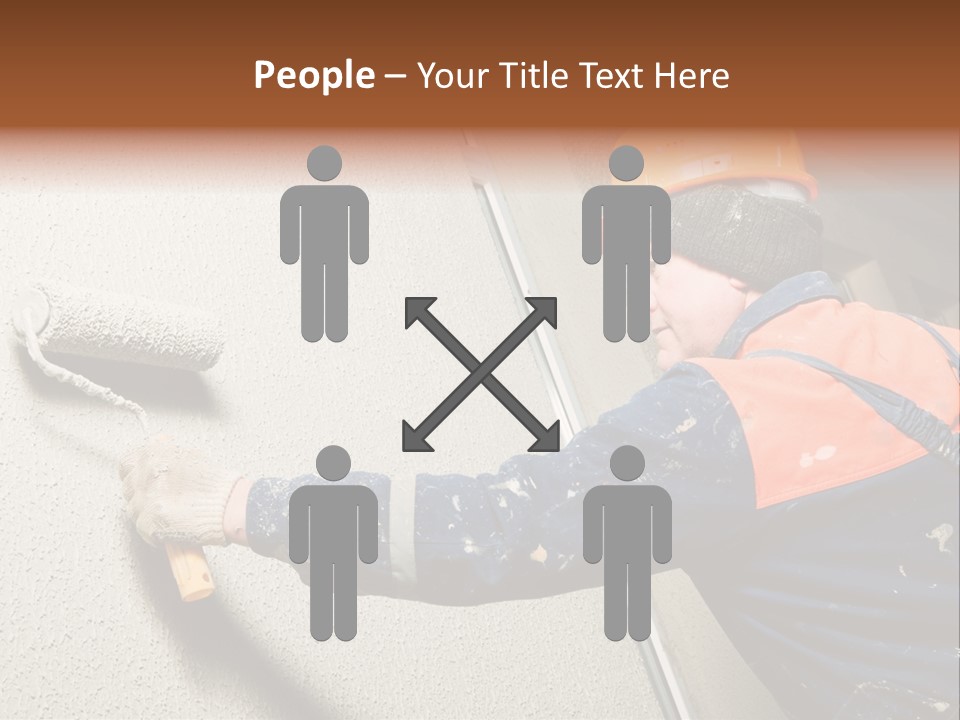 A Man Is Painting A Wall With A Paint Roller PowerPoint Template