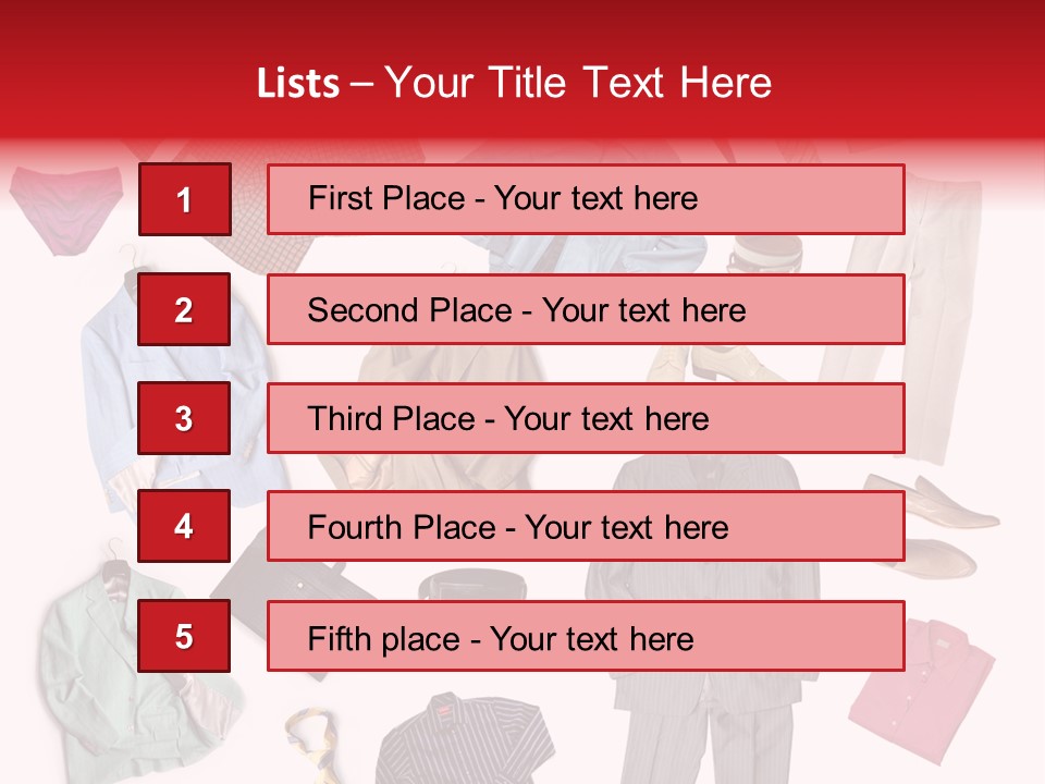 A Bunch Of Clothes That Are On A Table PowerPoint Template