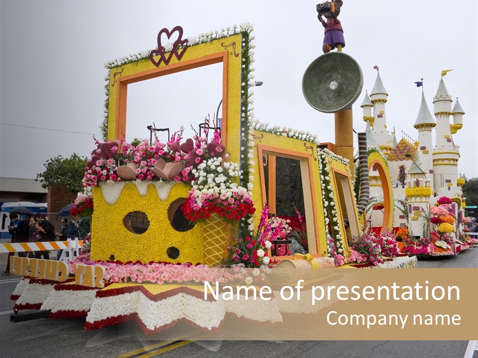 Televised Float Flower PowerPoint Template