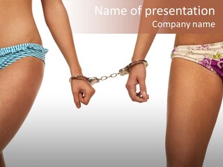 A Couple Of Women In Bikinis Holding Hands PowerPoint Template