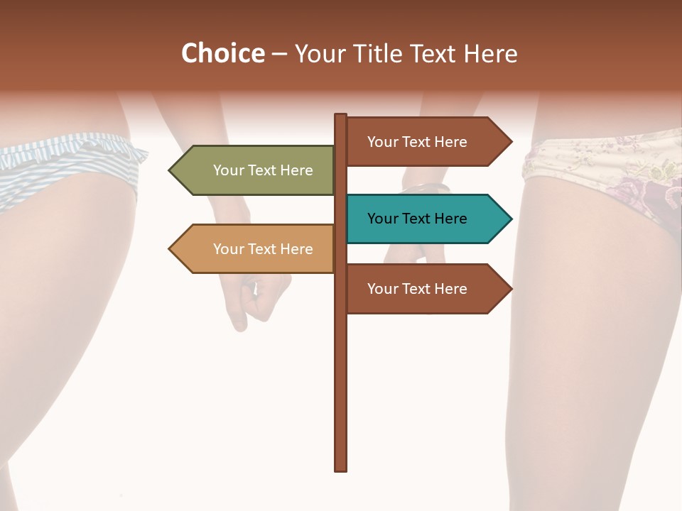 A Couple Of Women In Bikinis Holding Hands PowerPoint Template
