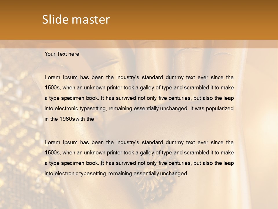 A Golden Hand With A Flower On It PowerPoint Template