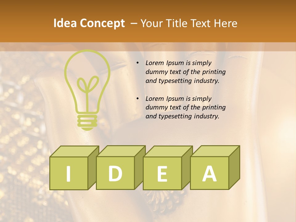 A Golden Hand With A Flower On It PowerPoint Template