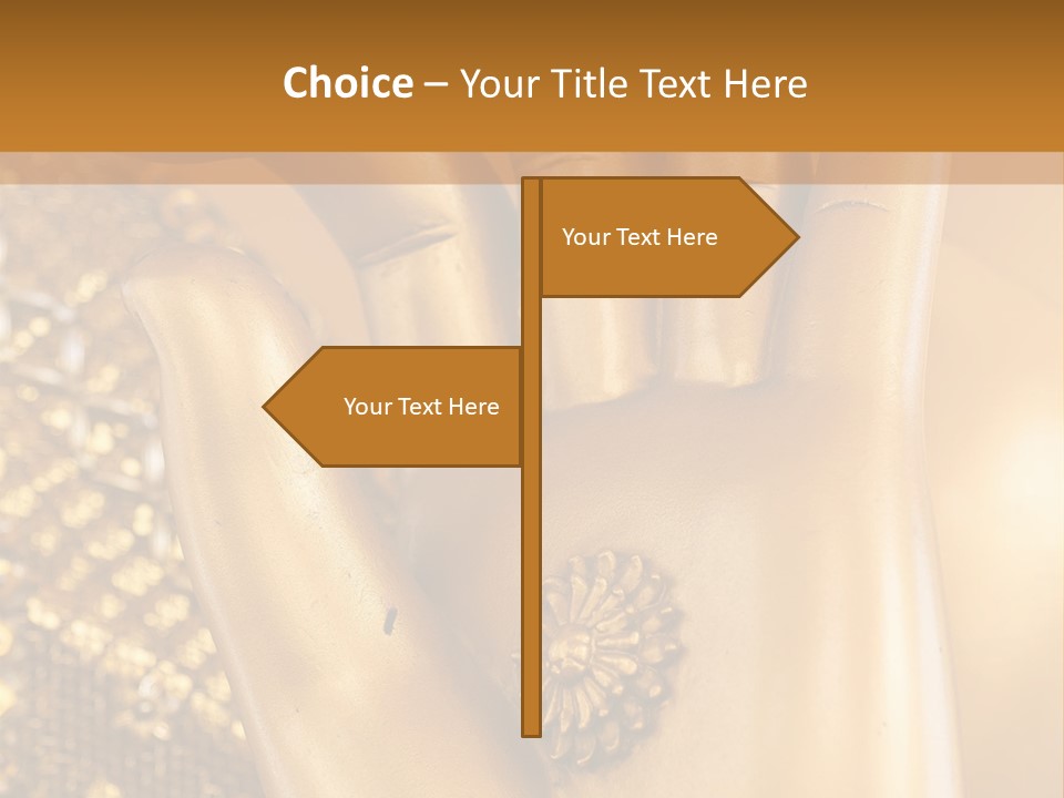 A Golden Hand With A Flower On It PowerPoint Template