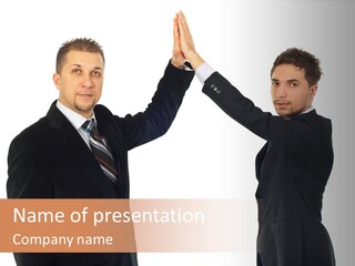 Businessmen Professional Highfive PowerPoint Template