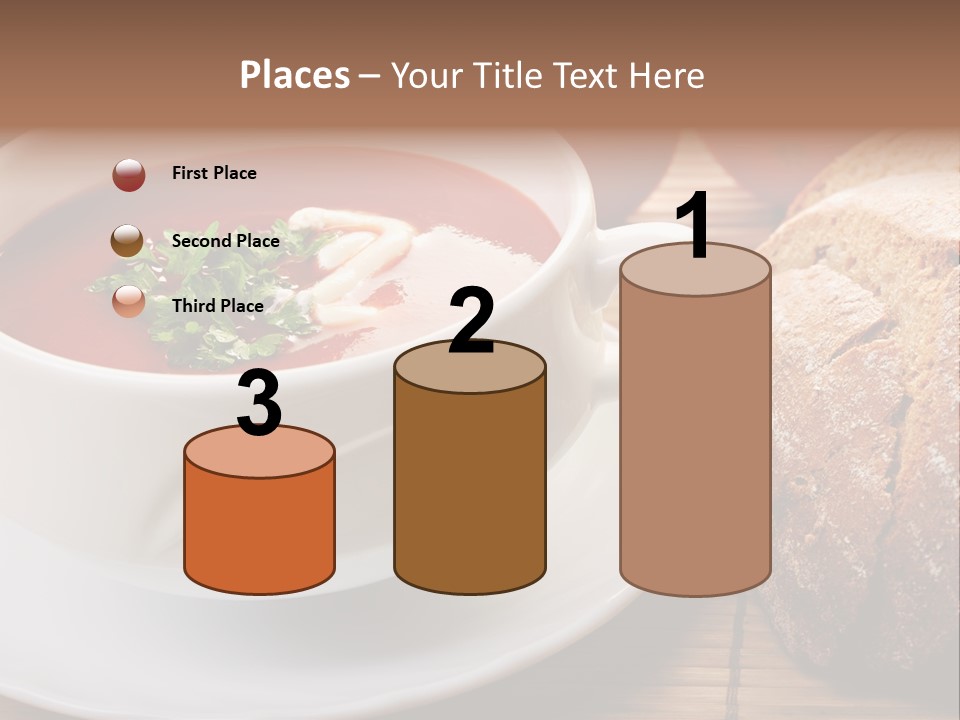 A Bowl Of Tomato Soup Next To A Loaf Of Bread PowerPoint Template