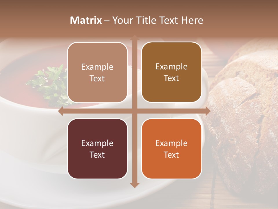 A Bowl Of Tomato Soup Next To A Loaf Of Bread PowerPoint Template