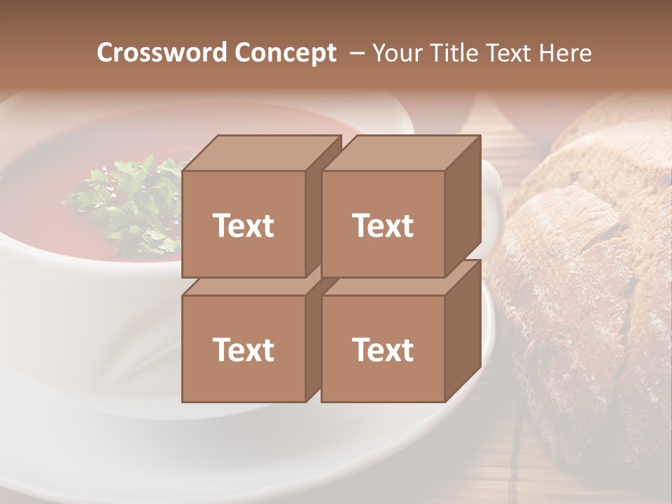 A Bowl Of Tomato Soup Next To A Loaf Of Bread PowerPoint Template