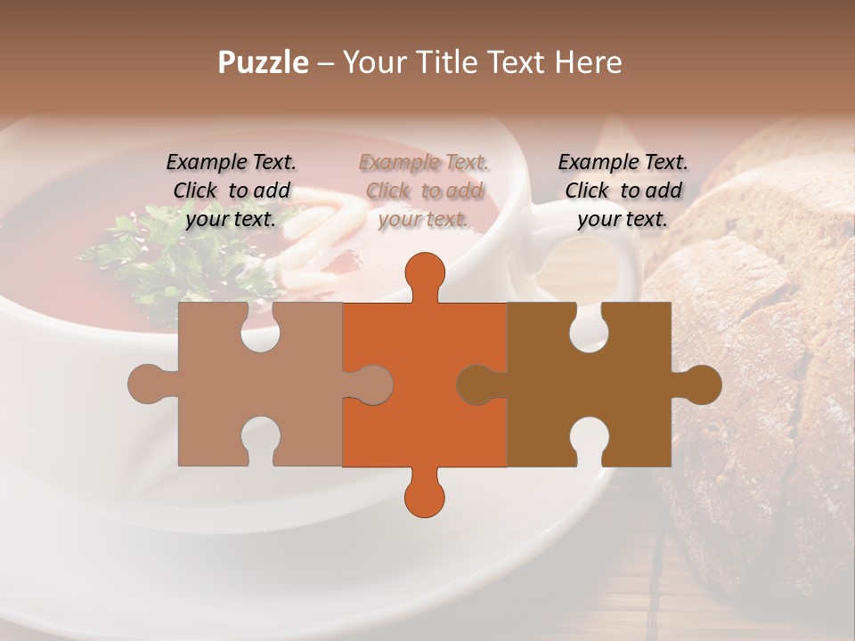 A Bowl Of Tomato Soup Next To A Loaf Of Bread PowerPoint Template