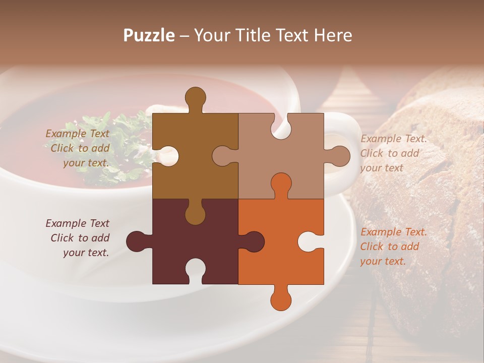 A Bowl Of Tomato Soup Next To A Loaf Of Bread PowerPoint Template