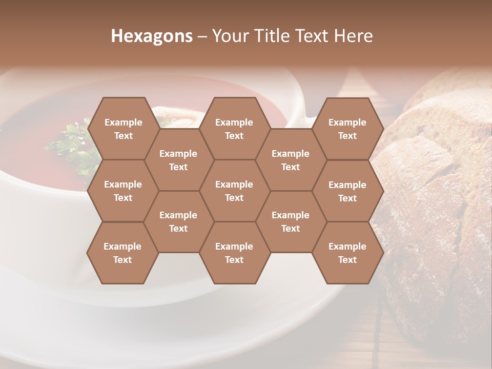 A Bowl Of Tomato Soup Next To A Loaf Of Bread PowerPoint Template