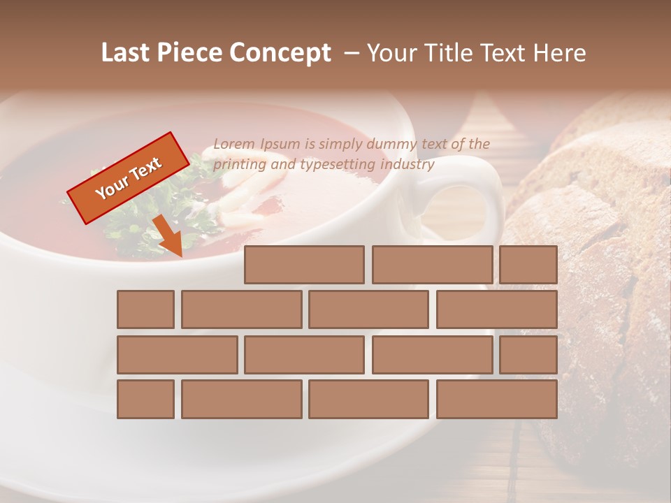 A Bowl Of Tomato Soup Next To A Loaf Of Bread PowerPoint Template