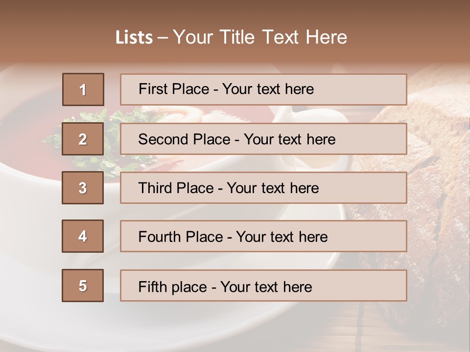 A Bowl Of Tomato Soup Next To A Loaf Of Bread PowerPoint Template