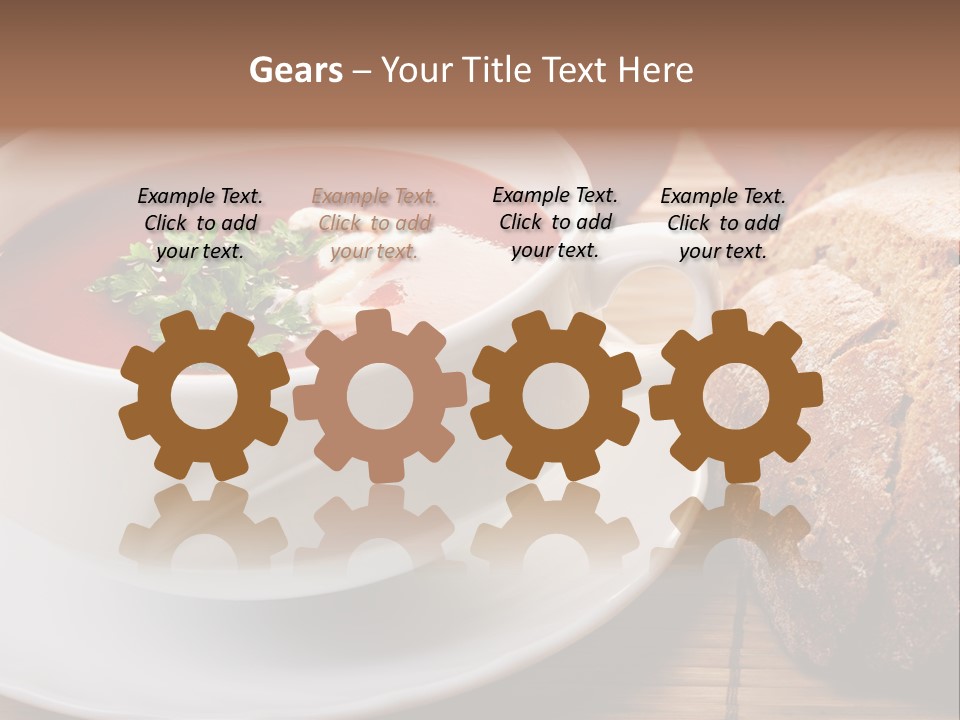 A Bowl Of Tomato Soup Next To A Loaf Of Bread PowerPoint Template