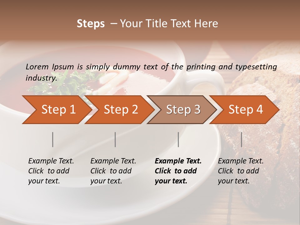 A Bowl Of Tomato Soup Next To A Loaf Of Bread PowerPoint Template