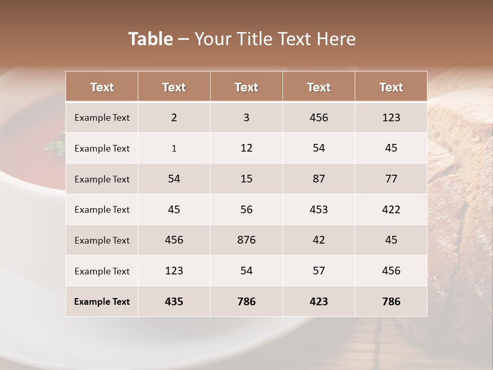 A Bowl Of Tomato Soup Next To A Loaf Of Bread PowerPoint Template