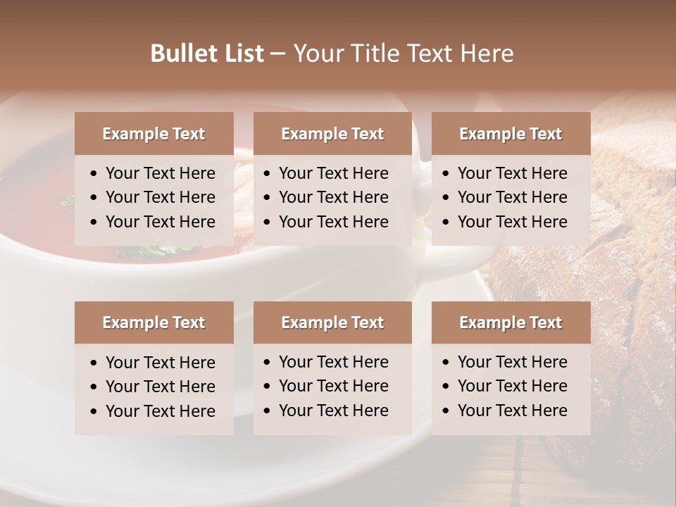 A Bowl Of Tomato Soup Next To A Loaf Of Bread PowerPoint Template